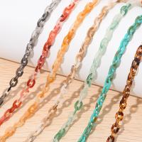 Akryl kæde, med Plastic, Square, Demontering og montering & du kan DIY, flere farver til valg, 6x9mm, Solgt Per 50 cm Strand