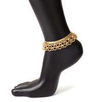 Iron Anklet iron chain with brass chain Geometrical Pattern plated multilayer & for woman 220+50mm Sold By Set