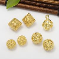 Hollow Brass Beads plated DIY golden 13mm Sold By PC