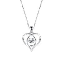925 Sterling Silver Pendant 99% Sterling Silver Heart plated micro pave rhinestone & for woman & hollow silver color 21.8*15.2*14.3mm Sold By PC