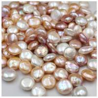 Coin odlad sötvattenspärla pärlor, Freshwater Pearl, Flat Round, naturliga & DIY, vit, 13-14mm, Säljs av PC