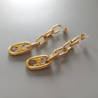 Zinc Alloy Drop Earrings durable golden 6.6CM Sold By Pair