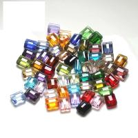 Кубические хрустальные бусины, синтетический кварц, Цилиндрическая форма, DIY & граненый, разноцветный, 8X6mm, продается сумка