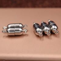 Magnetic Hematite Clasp Brass Column plated DIY silver color nickel lead & cadmium free 10*6mm Sold By Bag