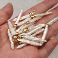 Freshwater Pearl Pendants Rectangle plated DIY white 6*35mm Sold By PC