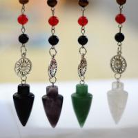 Agate Pendulum with iron chain & Gemstone Conical plated Unisex 200*35MM Sold By PC