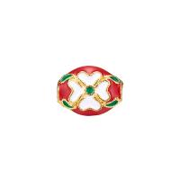 Imitation Cloisonne Zinc Alloy Beads Drum gold color plated enamel red nickel lead & cadmium free Approx 2.5mm Sold By Bag