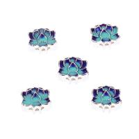 Imitation Cloisonne Zinc Alloy Beads Flower silver color plated enamel blue nickel lead & cadmium free Approx 1.5mm Sold By Bag
