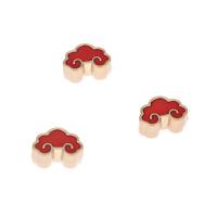 Imitation Cloisonne Zinc Alloy Beads Lock gold color plated enamel red nickel lead & cadmium free Approx 4mm Sold By Bag