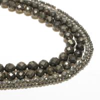 Natural Golden Pyrite Beads Round DIY & faceted black 2mm Sold By Strand