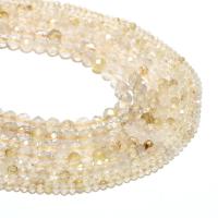 Gemstone smykker perler, Rutilated Quartz, Runde, naturlig, du kan DIY & facetteret, gylden, 4mm, Solgt af Strand
