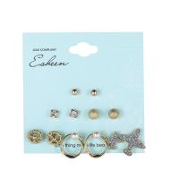 Zinc Alloy Stud Earring Set, med Plastic Pearl, guldfarve belagt, for kvinde & med rhinestone & hule, nikkel, bly & cadmium fri, 1mm, 5mm,10mm, Solgt af sæt