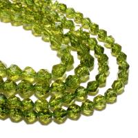 Χάντρες Κοσμήματα πολύτιμος λίθος, Peridot πέτρα, Γύρος, φυσικός, Star Cut Faceted & DIY, πράσινος, 10mm, Sold Με Strand