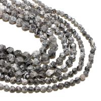 Gemstone Smycken Pärlor, Karta sten, Rund, naturlig, Star Cut Faceted & DIY, grå, 10mm, Säljs av Strand