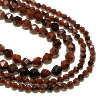 Mahogni obsidian perler, Rhombus, naturlig, du kan DIY & facetteret, teglstensrød, 10mm, Solgt af Strand