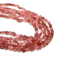 Φυσικό χαλαζία κοσμήματα χάντρες, Strawberry Quartz, φυσικός, DIY, ροζ, 6*8mm, Περίπου 48PCs/Strand, Sold Με Strand