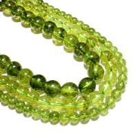 Granos de la joyería de cuarzo natural, elipse, Bricolaje, verde, 6mm, Vendido por Sarta