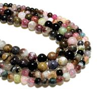 Perles bijoux en pierres gemmes, tourmaline, Rond, naturel, DIY, couleurs mélangées, Vendu par brin