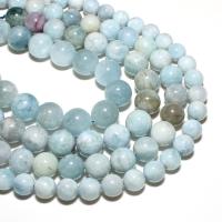 Perles bijoux en pierres gemmes, aigue-marine, Rond, naturel, DIY, bleu ciel, Vendu par brin