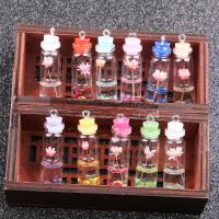 Glas Hänge, med Torkade blommor, Flaska, olika färg och mönster för val & DIY, fler färger för val,  11*40mm, Säljs av PC