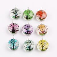 Inner Flower Lampwork Pendants with Glass Round DIY mixed colors 11*20*26mm Sold By Bag