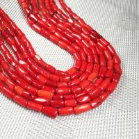 Natural Coral Beads Column DIY red 5x8- Sold By Strand