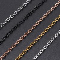 Rustfrit stål Oval Chain, Stainless Steel, forgyldt, du kan DIY & Unisex, flere farver til valg, 2mm, Solgt Per 78.74 inch Strand