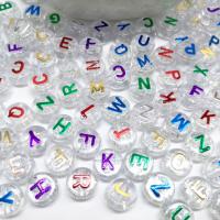 Alfabet Akryl perler, Runde, du kan DIY & med bogstavet mønster, flere farver til valg, 6*10mm,, Hole:Ca. 2mm, Solgt af Bag