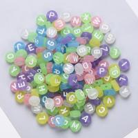 Alfabet Akryl perler, Runde, du kan DIY & gelé stil & frosted, blandede farver, 4*7mm, Hole:Ca. 1.8mm, Solgt af Bag