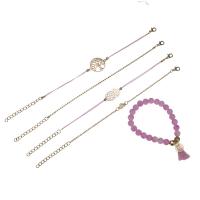 Zinc Alloy Bracelet Set plated for woman purple Sold By Set