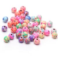 Polymer Clay Beads Round handmade folk style & DIY mixed colors Sold By Bag