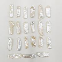 Koraliki Keishi z hodowlanych pereł słodkowodnych, Perła, Nieregularne, obyty, naturalny & DIY, biały, 8-10mm*25-38mm, sprzedane przez PC