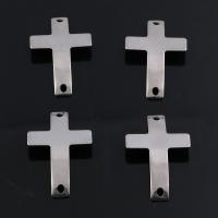 Stainless Steel Connector Cross polished DIY silver color nickel lead & cadmium free 20*34mm Sold By PC