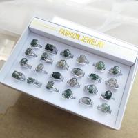 Zinc Alloy Ring Set with Natural Stone plated mixed ring size & for woman golden nickel lead & cadmium free 17/18/19/20/21mm Sold By Box