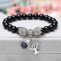 Natural Gemstone Bracelets with Zinc Alloy Lucky Tree Charms fashion jewelry & Unisex Sold Per 7.5 Inch Strand