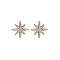Zinc Alloy Stud Earring with 925 Sterling Silver plated for woman & with rhinestone Sold By Pair