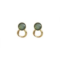 Zinc Alloy Stud Earring with 925 Sterling Silver gold color plated for woman grey nickel lead & cadmium free Sold By Pair