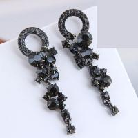 Zinc Alloy Drop Earrings with Rhinestone fashion jewelry Sold By Pair