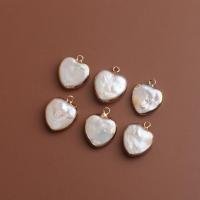 Freshwater Pearl Pendants Heart plated natural & DIY white 12mm Sold By PC