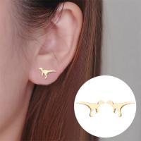 Stainless Steel Stud Earrings, Dinosaur, plated, fashion jewelry & for woman, more colors for choice, 10*6mm, Sold By Pair