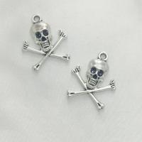 Zinc Alloy Pendants Skull Cross antique silver color plated DIY Sold By Bag