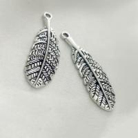 Zinc Alloy Feather Pendants antique silver color plated DIY nickel lead & cadmium free Sold By Bag