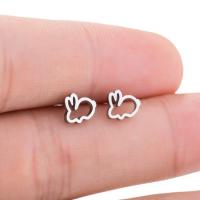 Stainless Steel Stud Earrings Rabbit plated fashion jewelry & for woman & hollow Sold By Pair