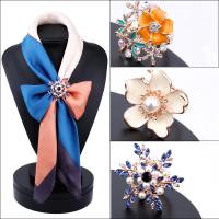 Scarf Buckle Zinc Alloy with Plastic Pearl Flower gold color plated & for woman & enamel & with rhinestone nickel lead & cadmium free 19mm Sold By PC