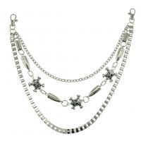 Zinc Alloy Waist Chain with Iron fashion jewelry & multilayer silver color 0c45cmuff0c Sold By Strand