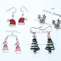 Zinc Alloy Drop Earrings fashion jewelry & Christmas jewelry & for woman & with rhinestone Sold By Pair