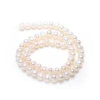 Bulvių išauginti gėlavandenių perlų karoliukai, Gėlo vandens perlų, Bulvė, natūralus, baltas, Įvertinimas A., 6-8mm, Skylė:Apytiksliai 0.8mm, Parduota už Apytiksliai 15.5 Inch Strand