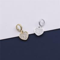 925 Sterling Silver Pendant Heart plated DIY & with rhinestone Approx 4.5mm Sold By PC
