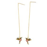 Zinc Alloy Thread Through Earrings Bird plated for woman & with rhinestone Sold By Lot