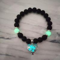 Gemstone Bracelets Alloy with Night-Light Stone & Lava plated fashion jewelry & luminated black Inner Approx 55mm Sold By Strand